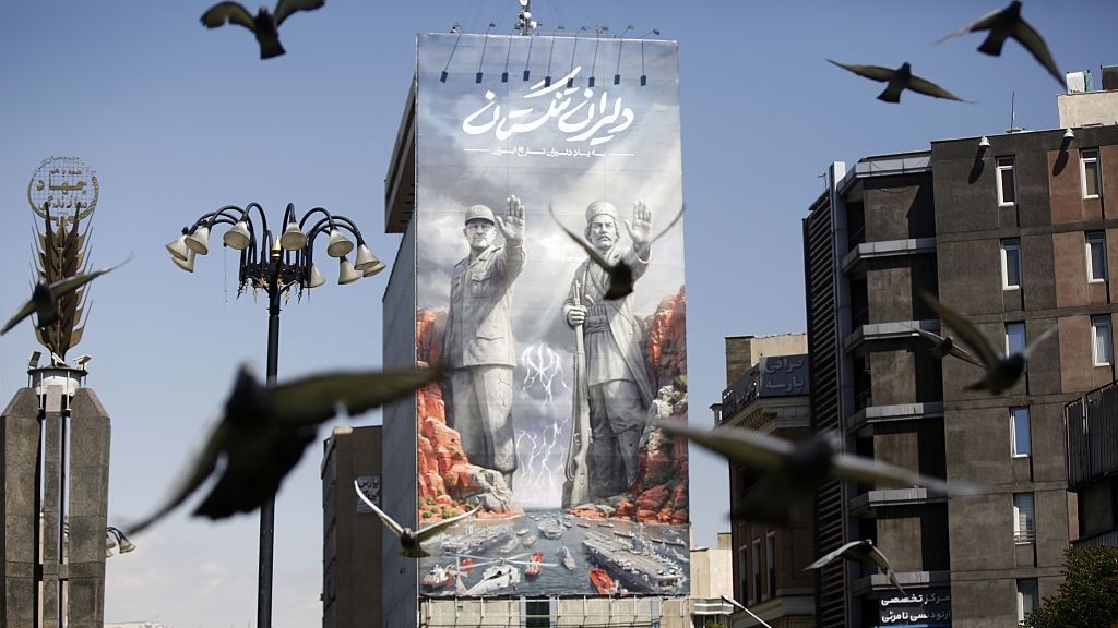 Giant banner installed at Fatemi Square in Tehran
TEHRAN, IRAN - APRIL 15: A giant banner depicting the Strait of Hormuz is displayed at Fatemi Square, featuring Ali Reza Tangsiri, commander of the Islamic Revolutionary Guard Corps Navy who was killed in a US-Israeli attack, and Iranian military leader Rais Ali Delvarion April 15, 2026, in Tehran, Iran. (Photo by Fatemeh Bahrami/Anadolu via Getty Images)
Anadolu
israeli attack, naval blockade, middleeast, us, irgc, straitofhormuz, fatemisquare, alirezatangsiri, raisalidelvari