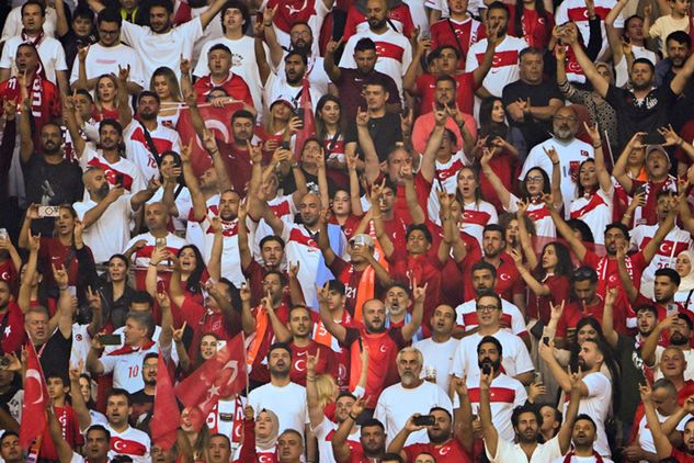 In the photo: Turkish national team fans performing the Wolf Salute (Photo: Dan Mullan/Getty Images)