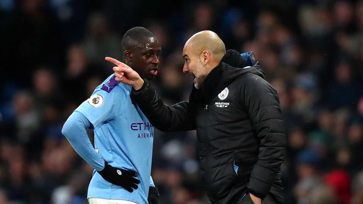 Getty Images / Clive Brunskill / Na zdjęciu: Benjamin Mendy i Pep Guardiola