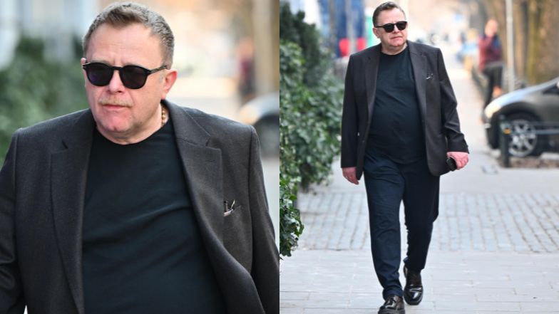 Odchudzony Olaf Lubaszenko spaceruje warszawskimi ulicami