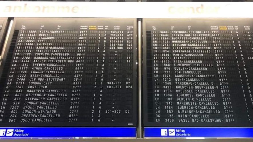 Odwołane rejsy z lotniska we Frankfurcie