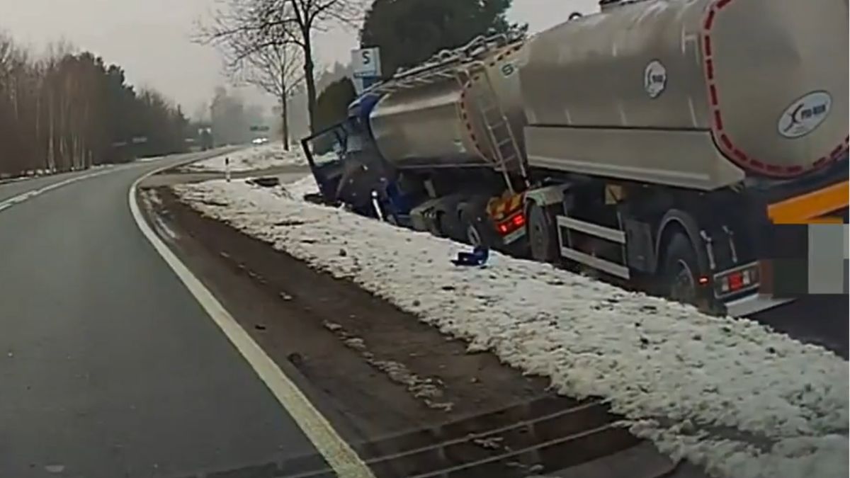 Pijany kierowca wywrócił cysternę