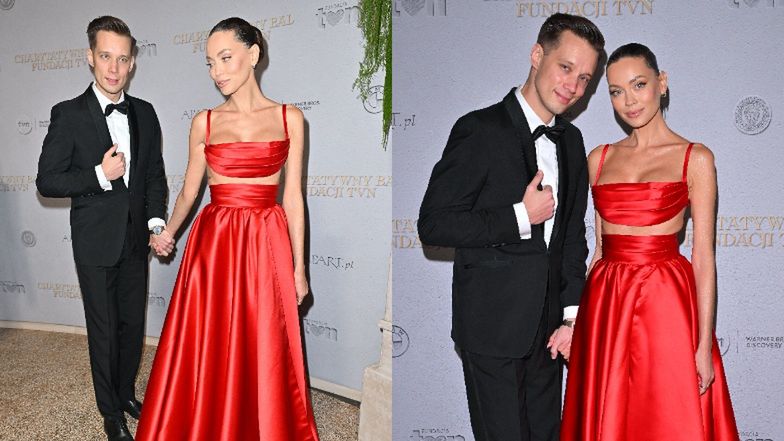 Edyta Zając w krwistoczerwonej kreacji melduje się na balu TVN