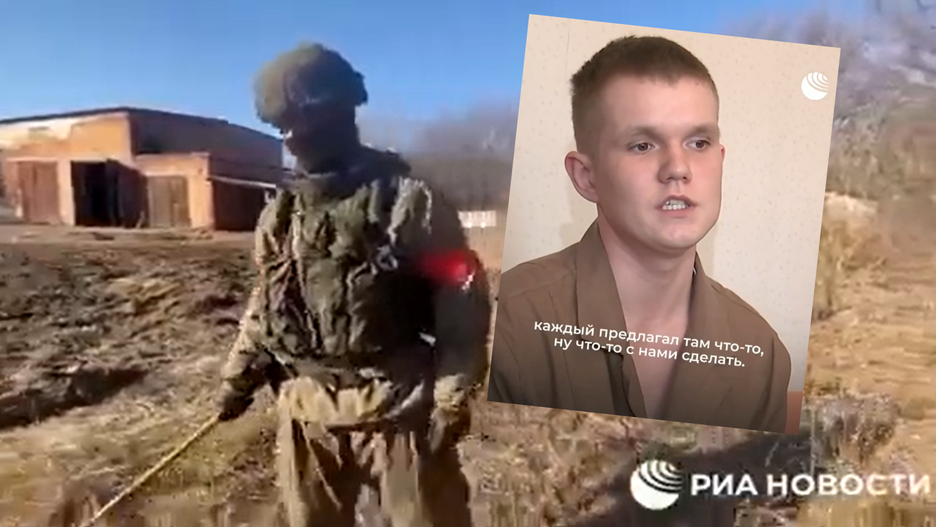 RIA Nowosti pokazała "dzielnych" saperów i młodych żołnierzy "torturowanych" przez Ukraińców