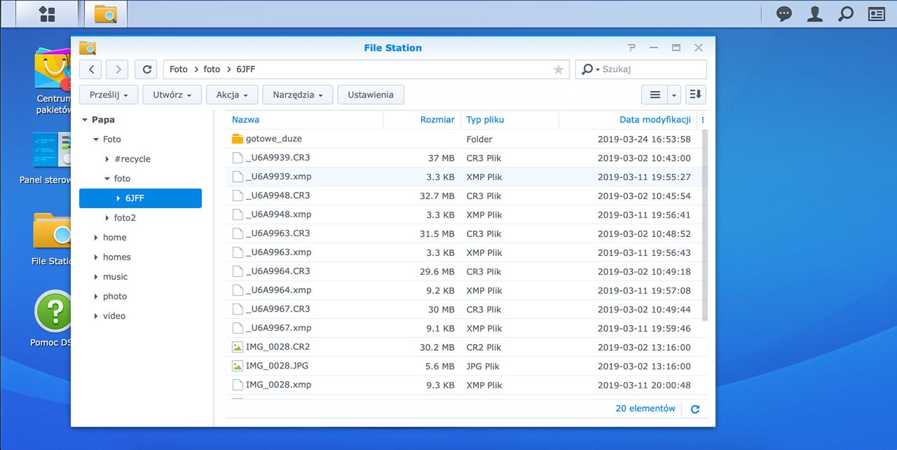 Interfejs Synology DiskStation