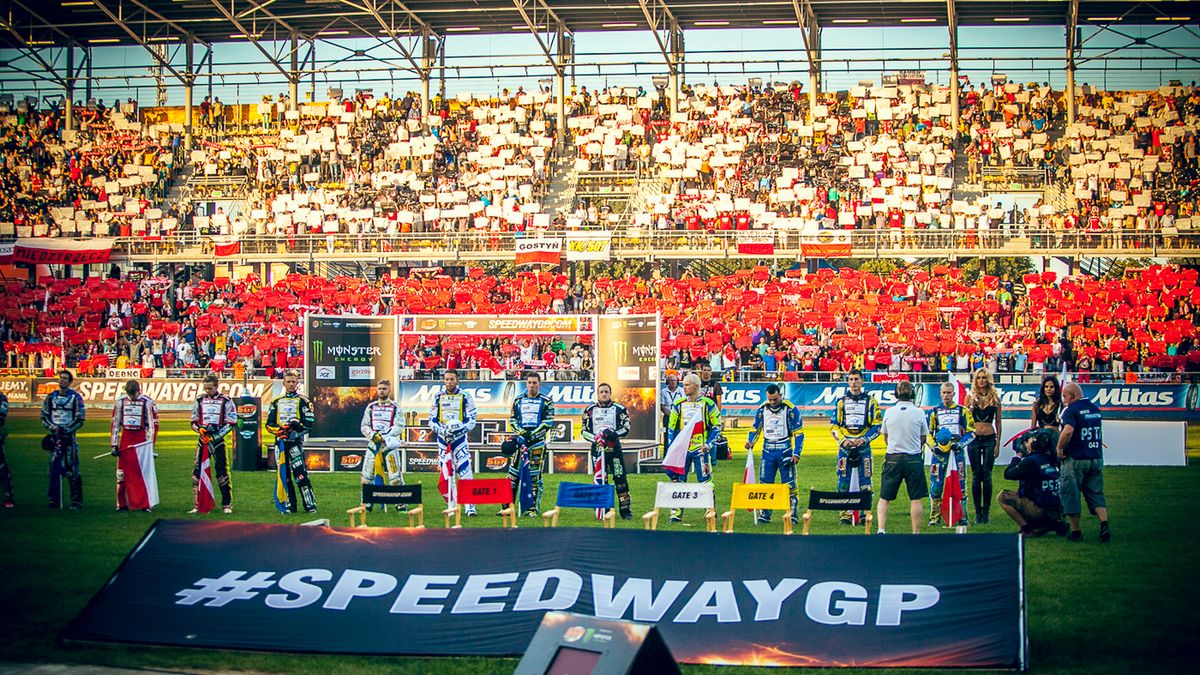 Prezentacja zawodników podczas GP Polski w Gorzowie w 2015 roku