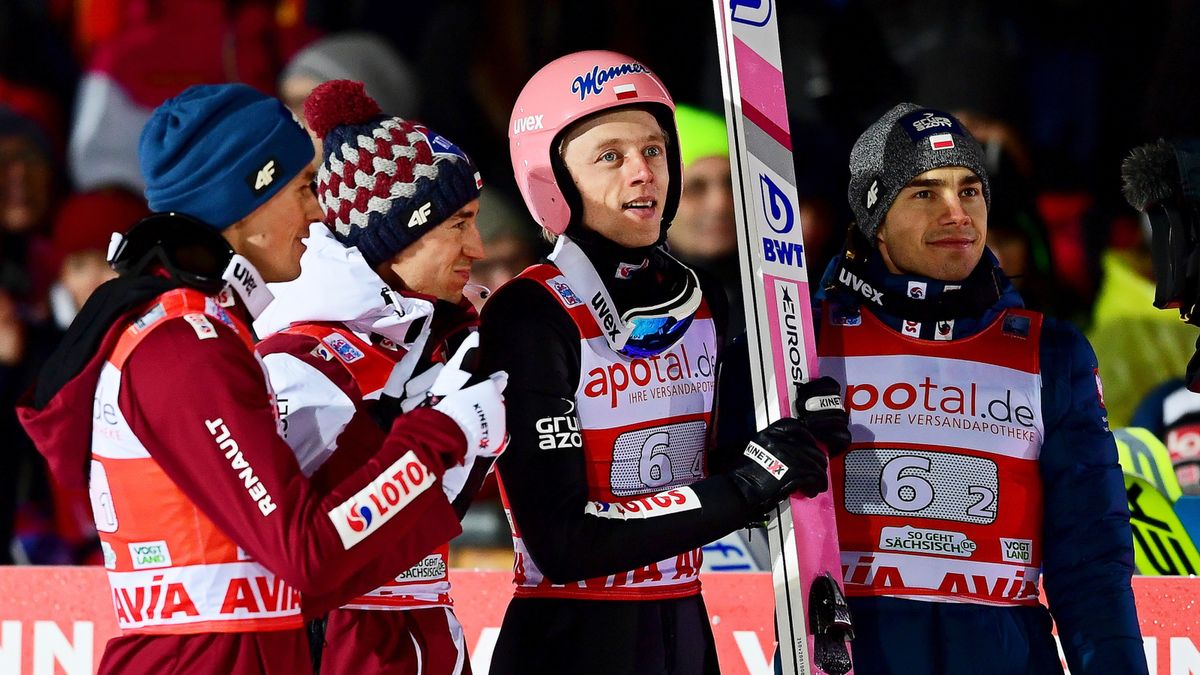 Na zdjęciu od lewej: Piotr Żyła, Kamil Stoch, Dawid Kubacki i Jakub Wolny