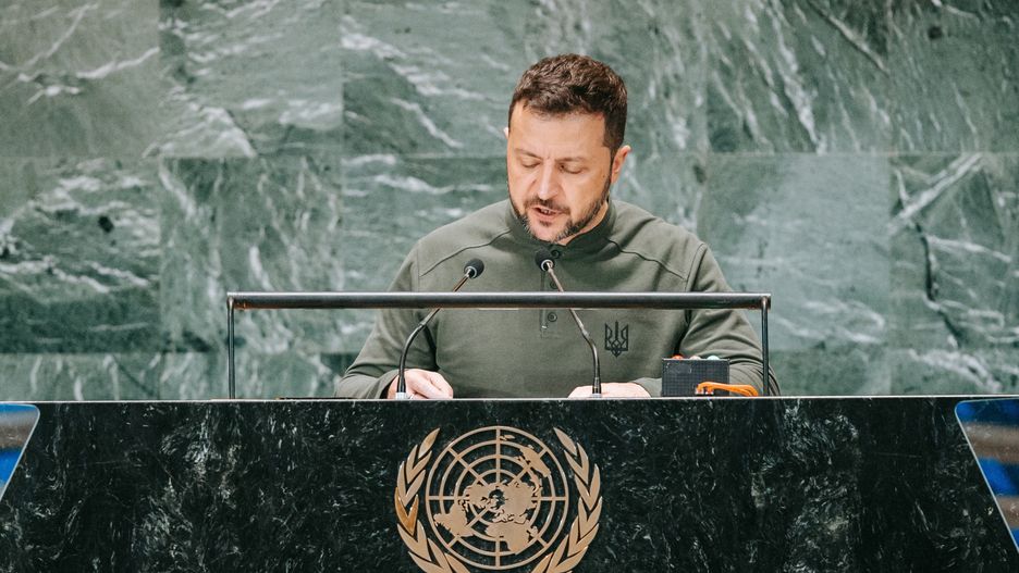 Ukrainian President Volodymyr Zelensky speaks during the 'Summit of the Future' being held in advance of this week?s General Debate of the 79th session of the United Nations General Assembly at United Nations Headquarters in New York, New York, USA, 23 September 2024. EPA/OLGA FEDOROVA Dostawca: PAP/EPA.