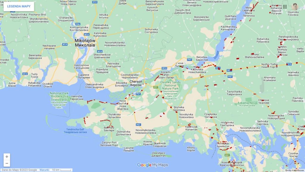 Mapa rosyjskich umocnień sporządzona przez Brady`ego Africka