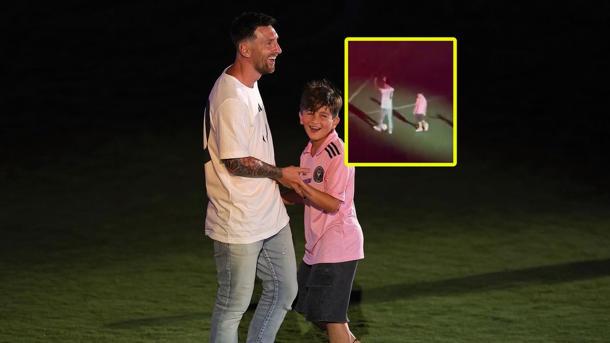 Lionel Messi wraz z synem, Thiago