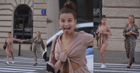 Julia Wieniawa przechodzi przez przejście dla pieszych w asyście mamy (ZDJĘCIA)