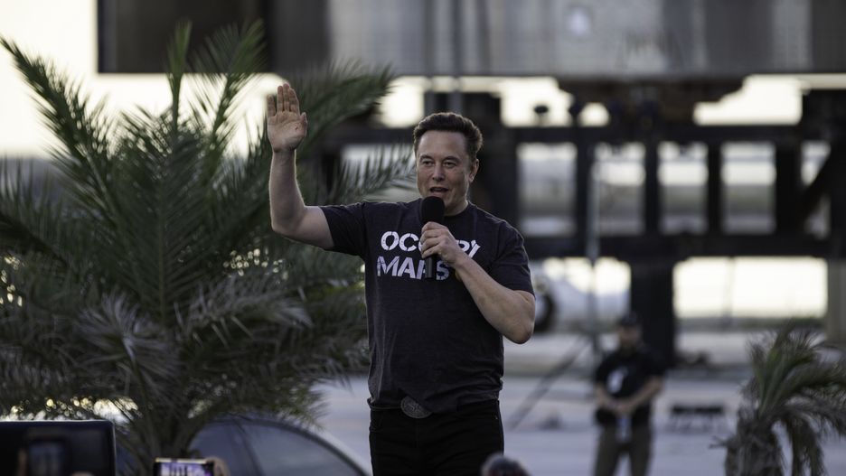 BOCA CHICA BEACH, TX - AUGUST 25: SpaceX founder Elon Musk speaks during a T-Mobile and SpaceX joint event on August 25, 2022 in Boca Chica Beach, Texas. The two companies announced plans to work together to provide T-Mobile cellular service using Starlink satellites. (Photo by Michael Gonzalez/Getty Images)