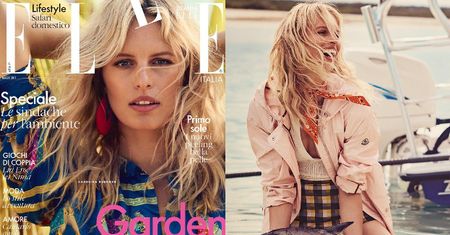 Karolina Kurkova pozuje z rybą
