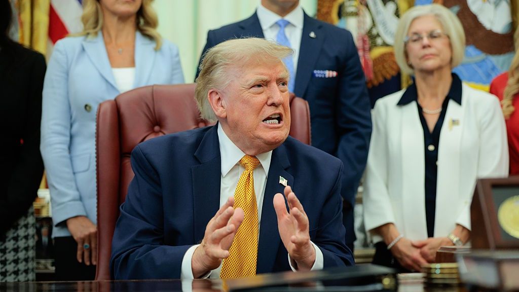 President Trump Signs An Executive Order At The White House
WASHINGTON, DC - AUGUST 03: U.S. President Donald Trump speaks to the media after signing an executive order establishing the President's Military Spouse Commission in the Oval Office at the White House on August 03, 2026 in Washington, DC. The commission will advise the president about issues affecting military families and provide recommendations to improve quality of life and military readiness. (Photo by Chip Somodevilla/Getty Images)
Chip Somodevilla