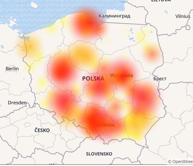 Awaria w Banku Pekao - mapa najbardziej dotkniętych regionów
