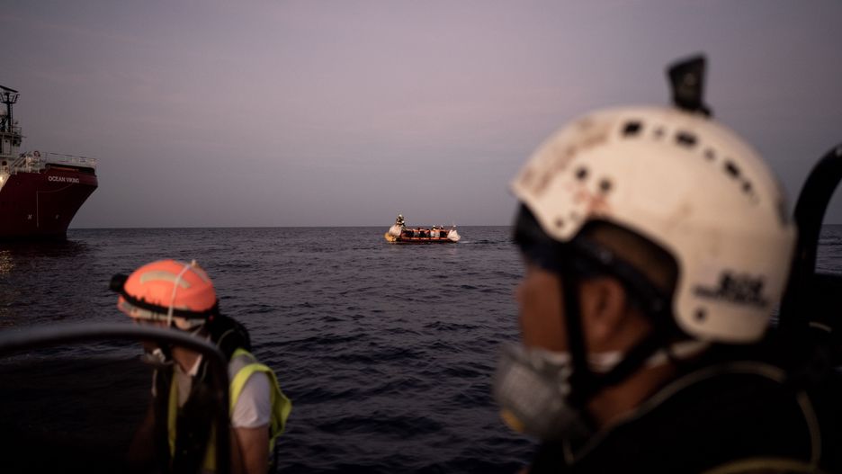 AT SEA - OCTOBER 26: Rescue at sea by the rescuers of the Ocean Viking ship of the NGO SoS Mediterranee in the Central Mediterranean Sea south-east of Malta in the Maltese Serac and Rescue Region in international waters on 26 October 2022. 32 people were rescued including 1 unaccompanied minor from Bangladesh, Pakistan and Sudan. They tried to cross the Mediterranean with a 6-meter boat not suitable for navigation. They show signs of exhaustion, dehydration and burns after 3 days at sea and without food. There are currently 234 survivors on the Ocean Viking ship: 134 men, 14 women, 14 accompanied minors and 42 unaccompanied minors. (Photo by Vincenzo Circosta/Anadolu Agency via Getty Images)