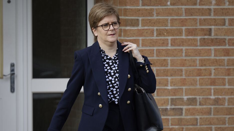 GLASGOW, SCOTLAND - APRIL 26: Nicola Sturgeon, former First Minister of Scotland, leaves her house on April 26, 2023 in Glasgow, Scotland. Police are investigating the Scottish National Party's funding and finances with both party chair, Peter Murrell (husband of former leader Nicola Sturgeon) and party treasurer, Colin Beattie, having been arrested, questioned and released.  (Photo by Jeff J Mitchell/Getty Images)
