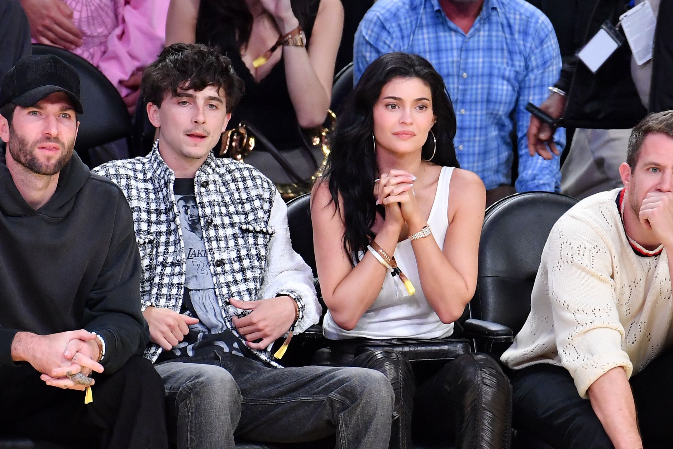 Kylie Jenner i Timothee Chalamet na meczu koszykówki
