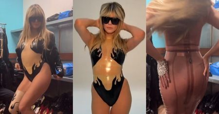 52-letnia Heidi Klum wygina się w cielistym body przed obiektywem. Jest ogień? (ZDJĘCIA)