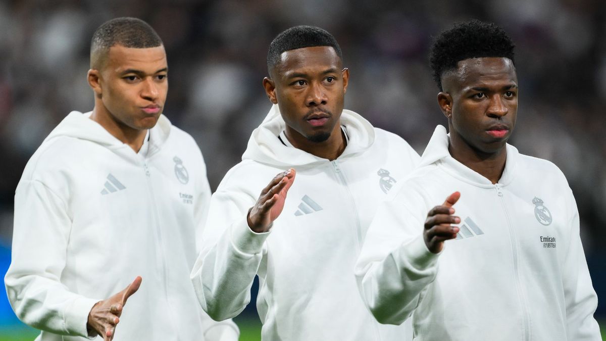 Getty Images / David Ramos/Getty Images / Na zdjęciu od lewej: Kylian Mbappe, David Alaba i Vinicius Junior