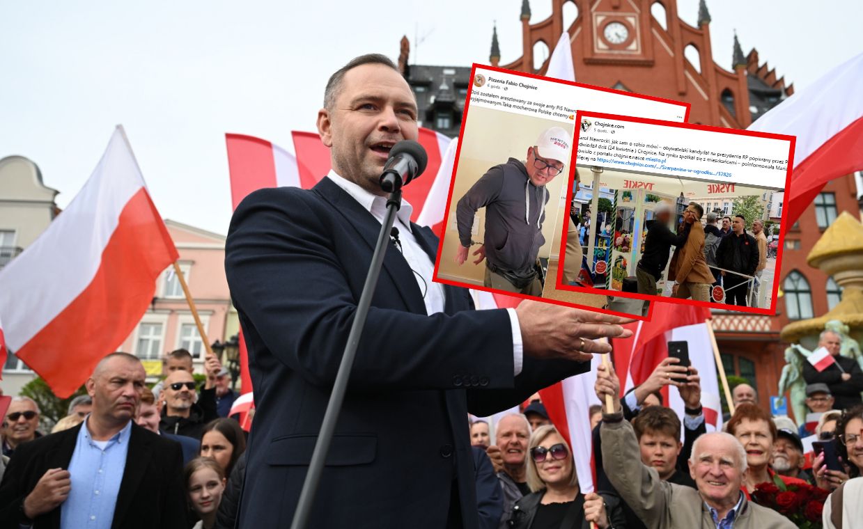Awantura na wiecu Nawrockiego. Zaczęło się od plakatu