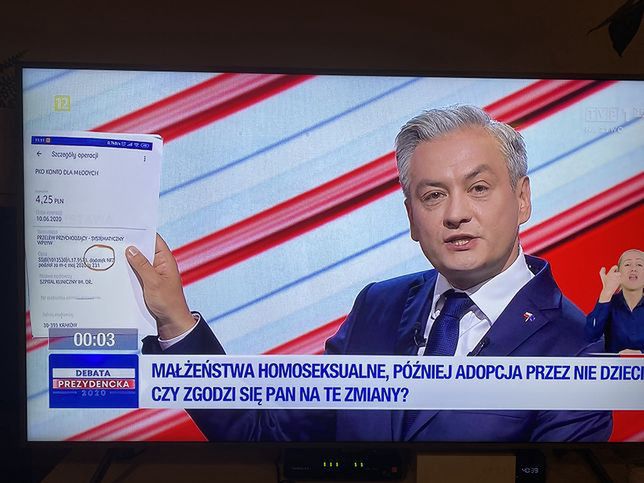 Robert Biedroń w czasie debaty TVP posłużył się fake newsem