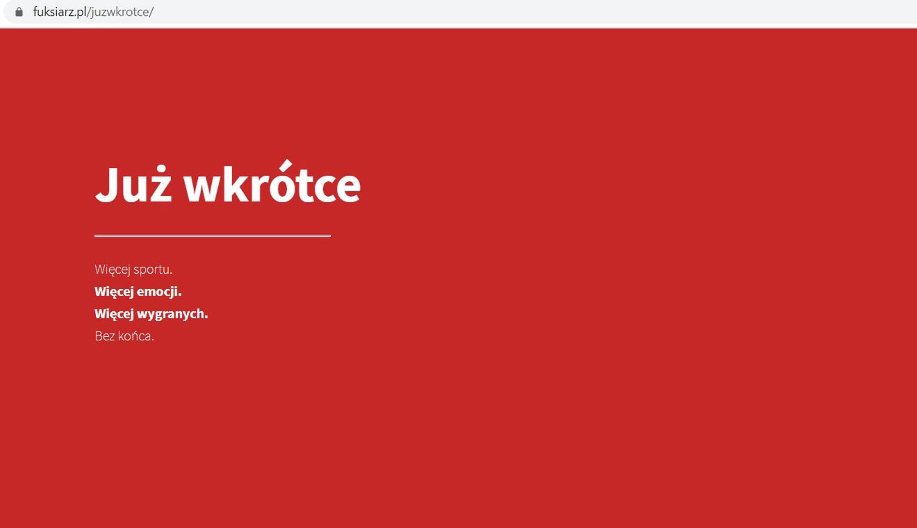 Na stronie Fuksiarza wciąż nie można obstawiać meczów