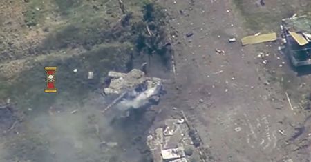 Udany atak ukraińskich dronów. Rosyjskie czołgi były bez szans