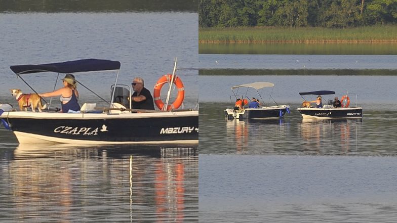 Aleksandra Kwaśniewska relaksuje się na Mazurach z ojcem i suczką