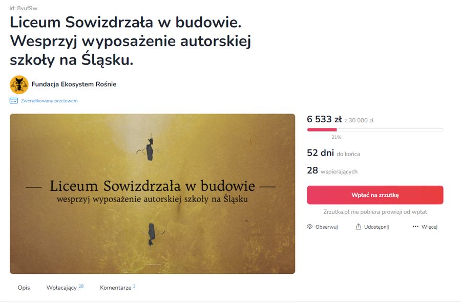 Zrzutka na Liceum Sowizdrzała 