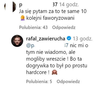 Komentarz Rafała Zawieruchy na Instagramie