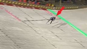 Jest nagranie "z tego" piątkowego skoku. Zielona linia, a on leciał