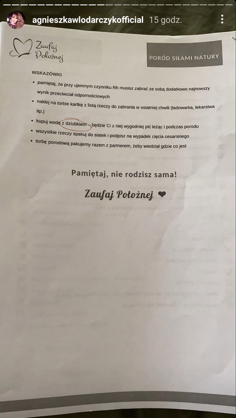 Agnieszka Włodarczyk spakowała się na porodówkę