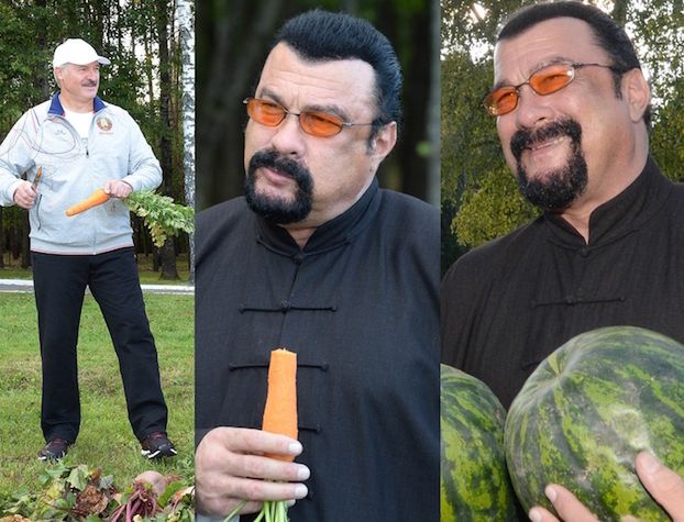 Steven Seagal je marchew z Łukaszenką i pozuje z arbuzami