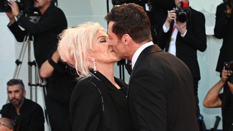 Hugh Jackman całuje żonę na Festiwalu Filmowym w Wenecji