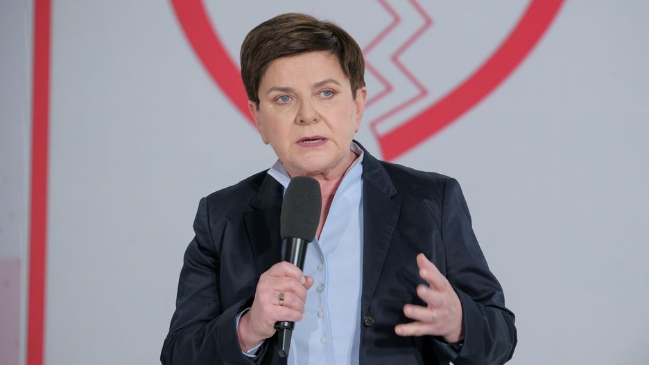 Europosłanka Beata Szydło podczas konferencji prasowej 