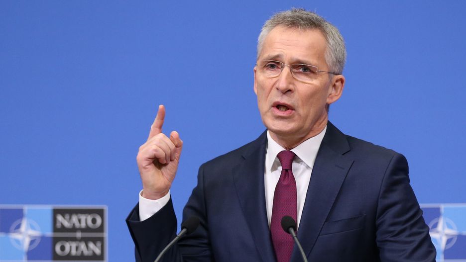 BRUSSELS, BELGIUM - FEBRUARY 11: NATO Secretary-General Jens Stoltenberg gives a press conference on the agenda of NATO Defense Ministers' Meeting in Brussels, Belgium on February 11, 2020. (Photo by Dursun Aydemir/Anadolu Agency via Getty Images)