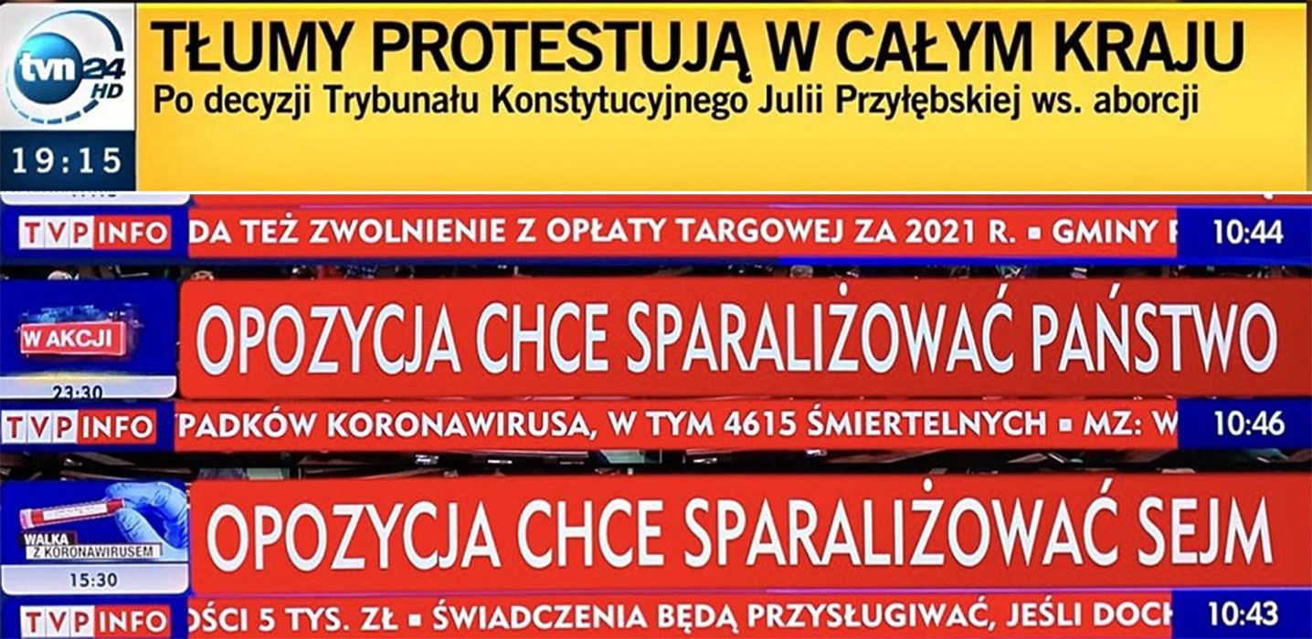 TVP Info wytyka TVN24, że stosuje "paski grozy"