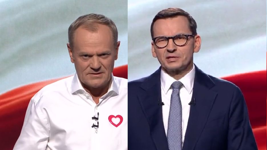 Donald Tusk i Mateusz Morawiecki dogryzali sobie podczas debaty TVP