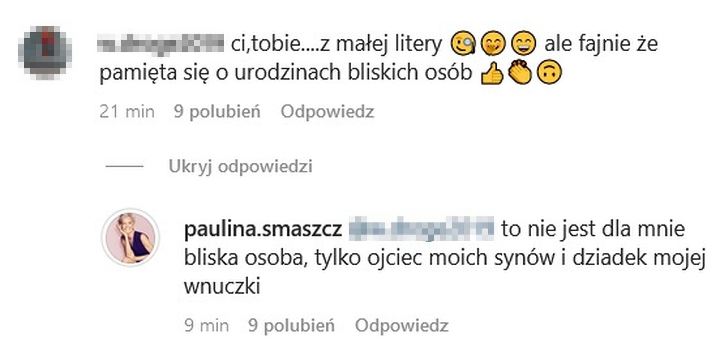 Paulina Smaszcz dyskutuje z internautami na Instagramie