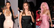 Hailey Bieber w czerni oraz Kim Kardashian i Kylie Jenner w lateksie meldują się na evencie