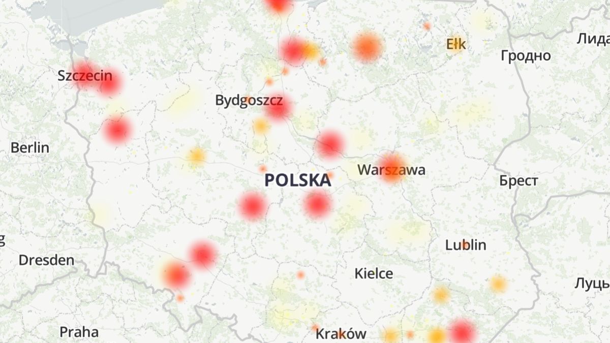 Nie działa internet Multimedia Polska, źródło: dowdetector.pl