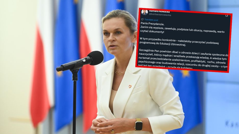 Barbara Nowacka odpowiada na wpis Karola Nawrockiego