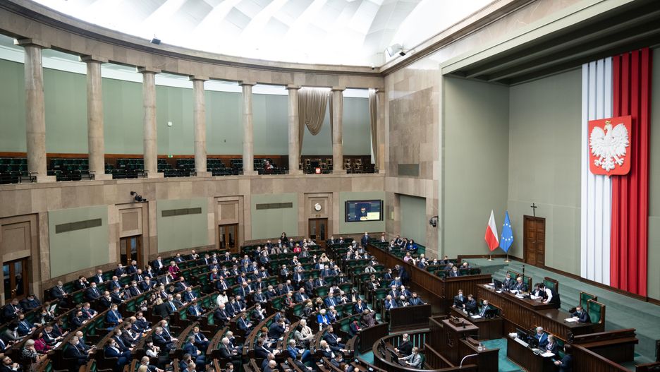 50th session of the Sejm (lower house of Polish Parliament) in Warsaw, Poland on March 8, 2022 (Photo by Mateusz Wlodarczyk/NurPhoto via Getty Images)