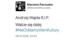 Reżyserzy chcą odwołania Marzeny Paczuskiej za tweet o Wajdzie, ta zarzuca im całkowite przekręcenie jego sensu