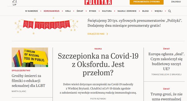 "Polityka" ma 20 tysięcy cyfrowych prenumeratorów