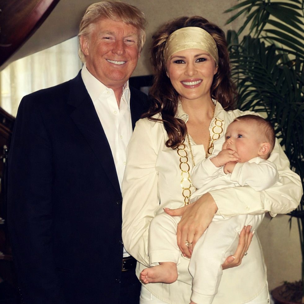 Melania i Donald Trump z synem Barronem