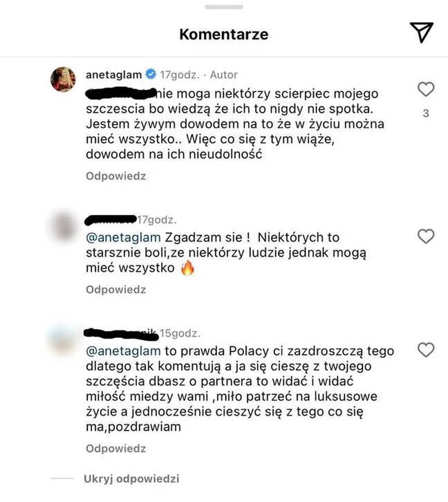 Aneta Glam odpowiada internautce.