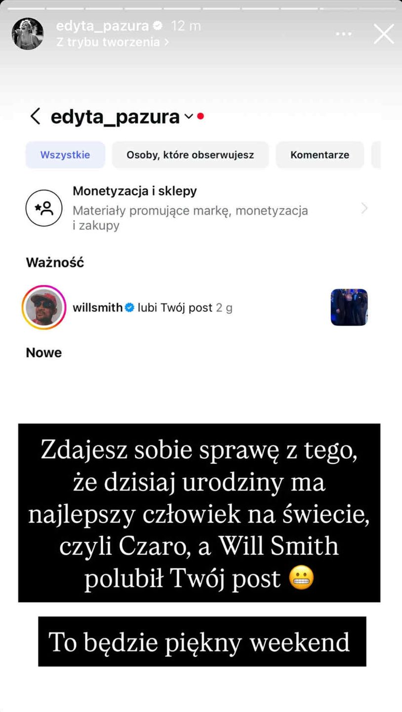 Edyta Pazura wyłapała "lajk" od Willa Smitha