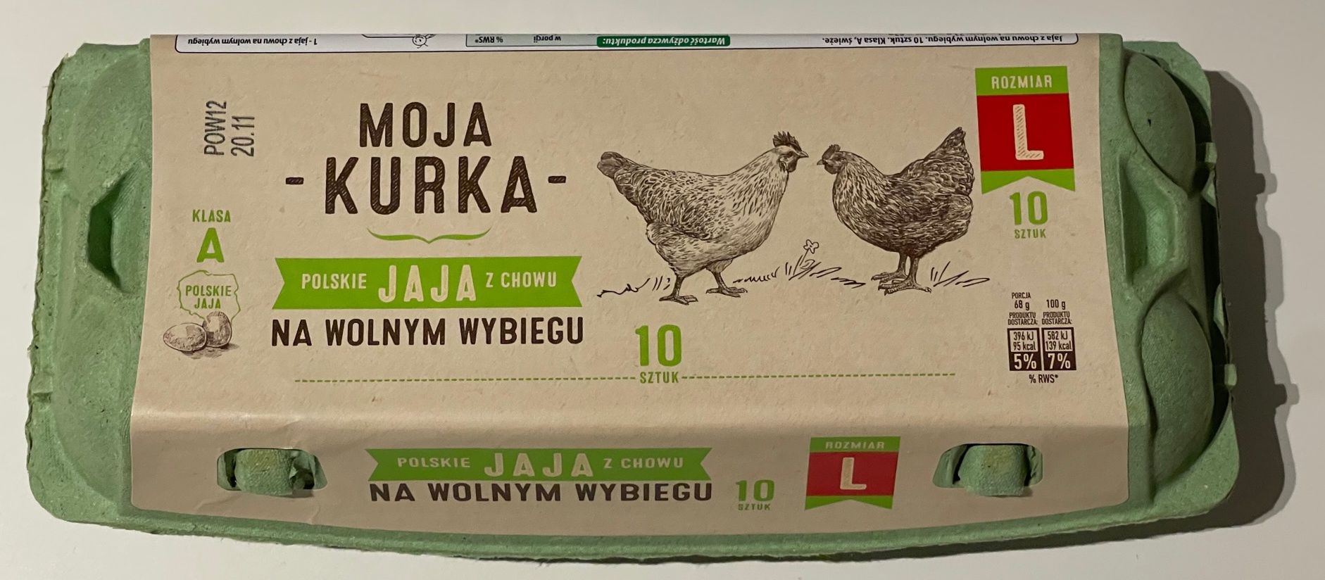 Moja kurka polskie jaja z chowu na wolnym wybiegu Klasa A, rozm. L